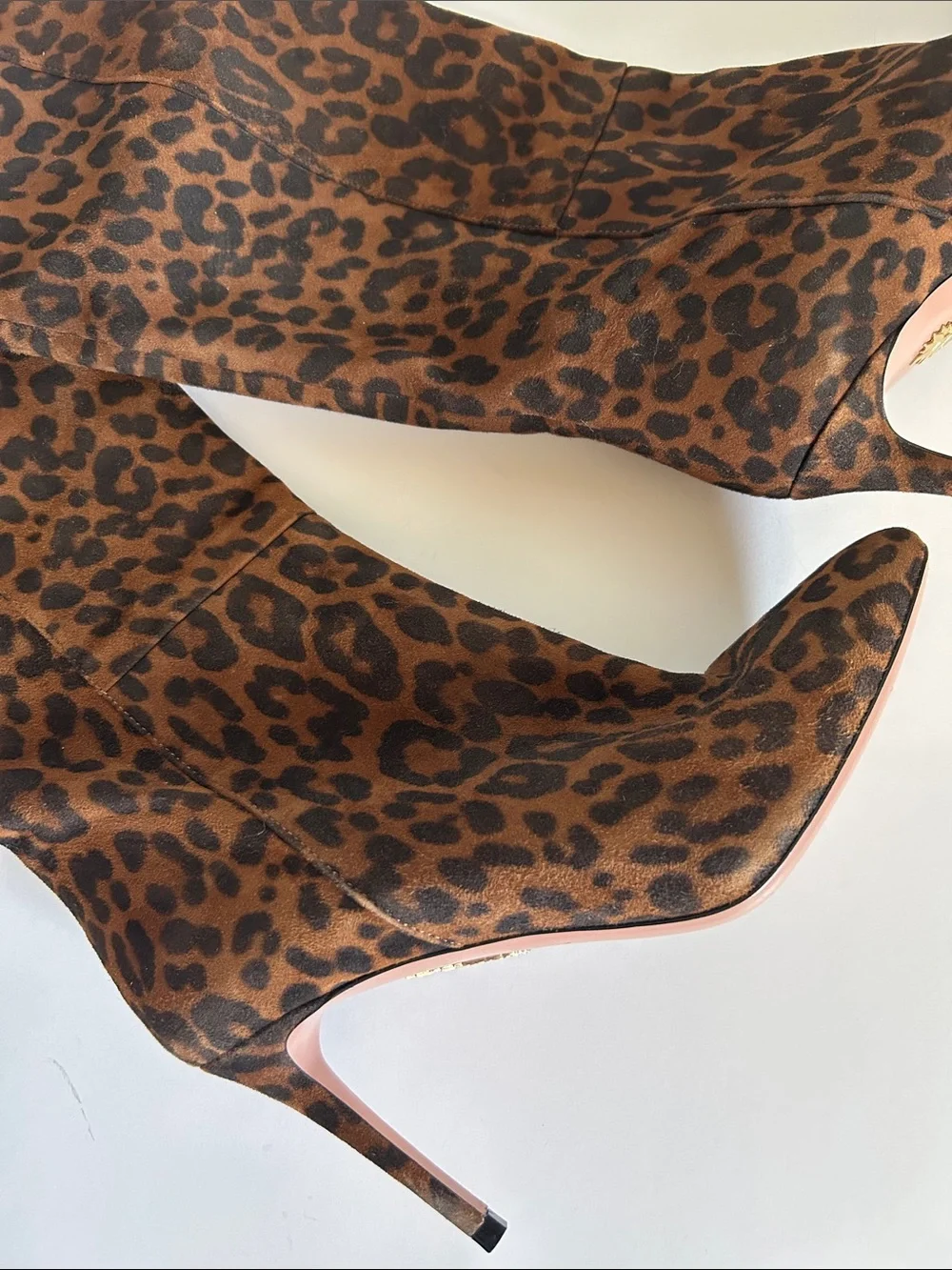 Aquazzura Leopard Print Over-the-Knee Stiletto Boots - Brown/Black
